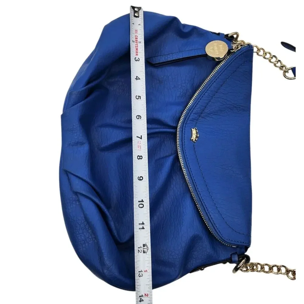 Juicy Couture Purse Crossbody Bag Faux Pebbled Leather Peacock Blue W/ Bag Charm - Picture 10 of 10